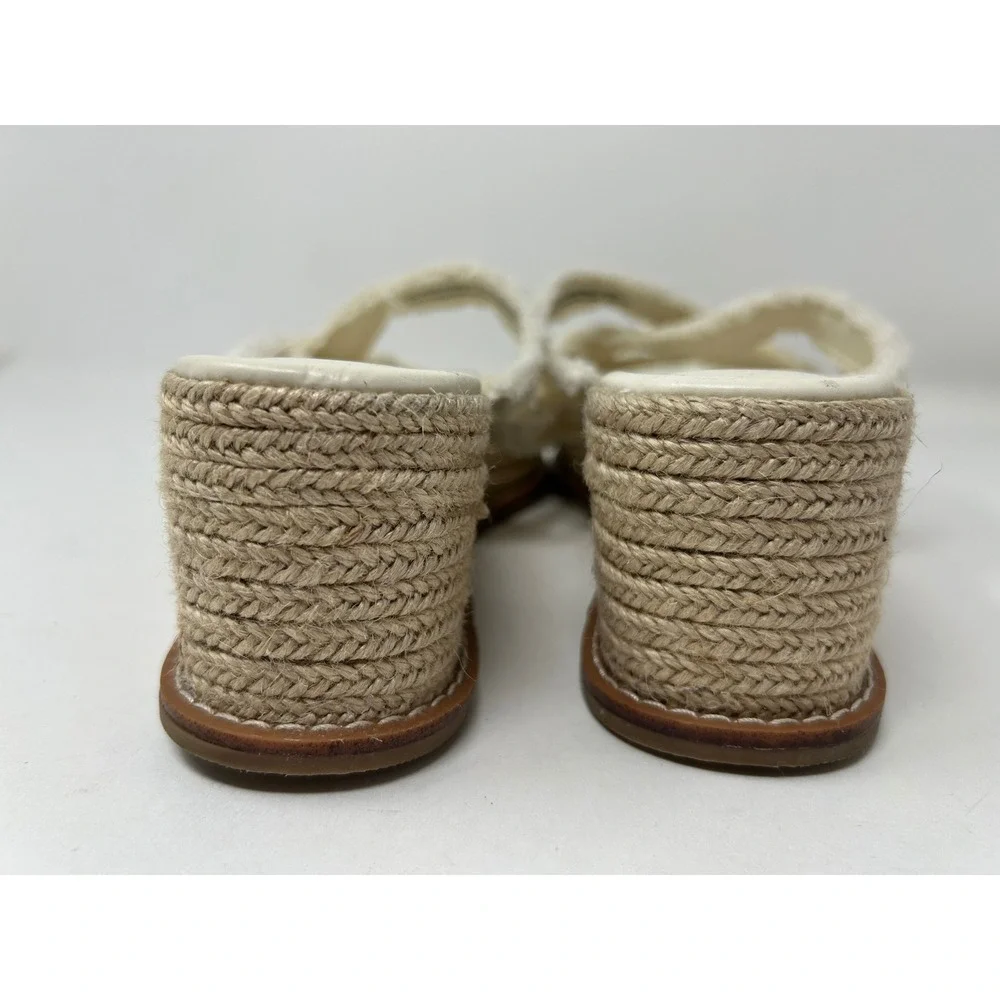 Splendid Danna Ivory Canvas Frayed Espadrille Wedge Sandals Shoes Womens 9.5M
